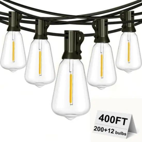 Itopfox Outdoor String Lights Waterproof 400FT Shatterproof Patio Lights with 212 Vintage Dimmable LED Edison Bulbs for Backyard Fence Garden image {7}