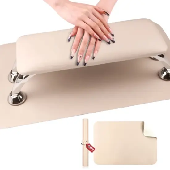 Saviland Apricot Nail Tech Rest: Ergonomic Arm Cushion w/ Microfiber Surface - Salon Support System. image {1}