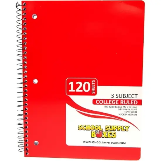 College Ruled Three Subject Notebooks (120 Sheets) - Multi-Pack image {4}