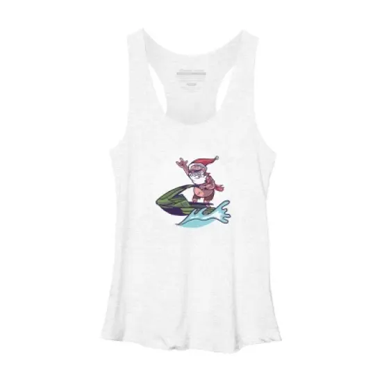 Women's Design By Humans Christmas Cartoon Santa Riding A Jet Ski By rasok Racerback Tank Top image {4}