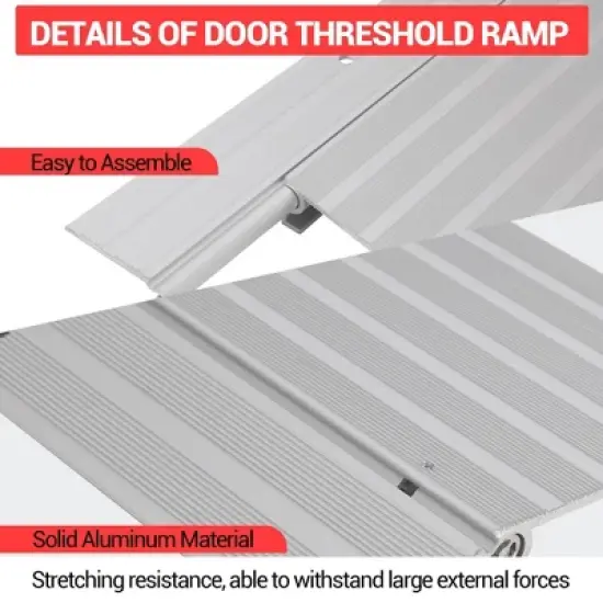 CuisinSmart 4" Rise Threshold Ramps for Doorways, Portable Door Ramps, 700 Lbs Capacity, Adjustable Aluminum Entry Ramp image {4}