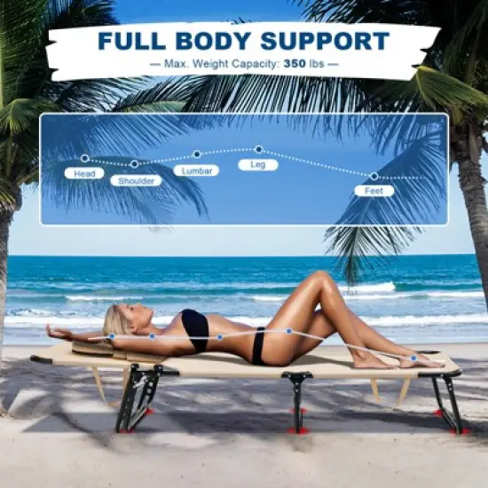 Tangkula Outdoor Folding Beach Chaise Lounge Chair Adjustable Camping Recliner image {4}