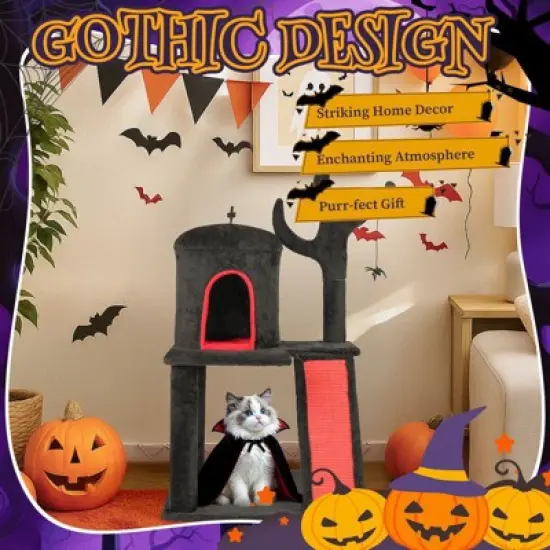 Karl Home 41 inch Halloween Gothic 2-Tier  Cat Tree image {6}