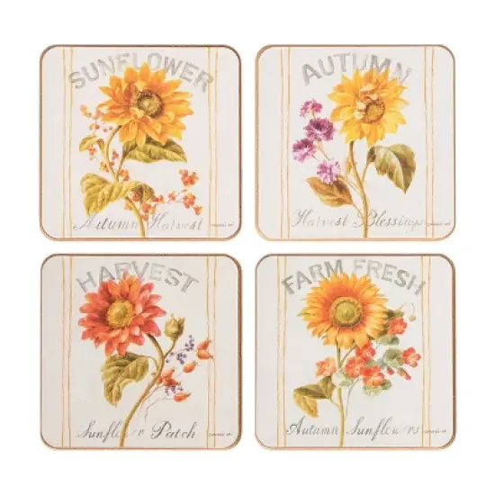 C&F Home Sunflower Patch Coaster Set of 4 Decor image {1}