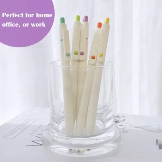 Wrapables Smooth Retractable Black Ink Gel Pens, 0.5mm Fine Point, for Home Office Work (Set of 5), Pastel image {4}