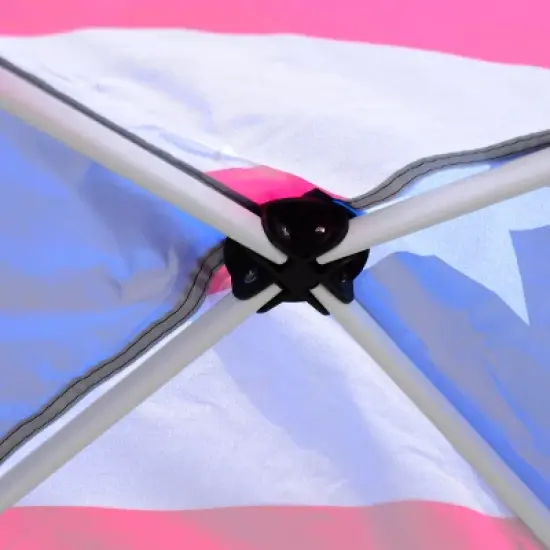 HANPURE Outsunny Slant Leg Pop Up Canopy Tent, American Flag Roof, Carry Bag, Height Adjustable, Beach Sun Shelter, 10'x10' Base, 8'x8' Top image {4}