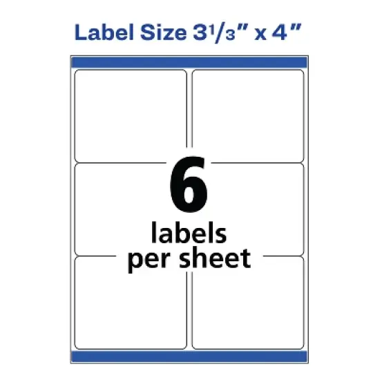 Avery Printable Shipping Labels with Sure Feed, 3-1/3" x 4", White, 600 Blank Mailing Labels for Laser Printers (5164) image {4}