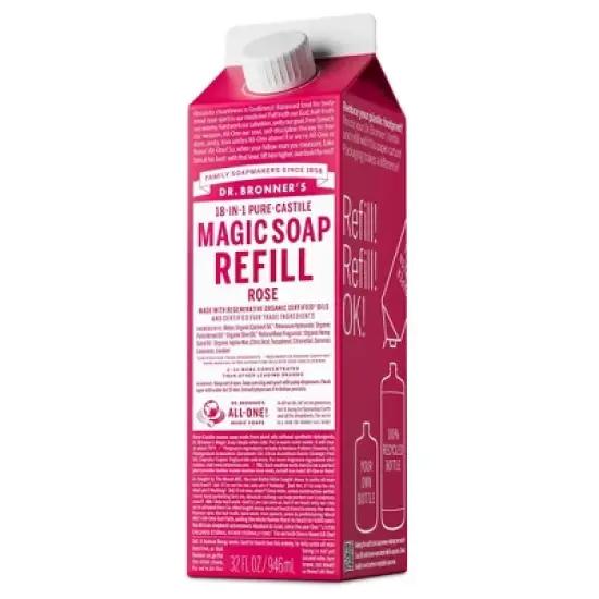 Dr. Bronner's Pure Castile Liquid Soap Bodywash Refill Carton - Rose - 32 fl oz image {1}