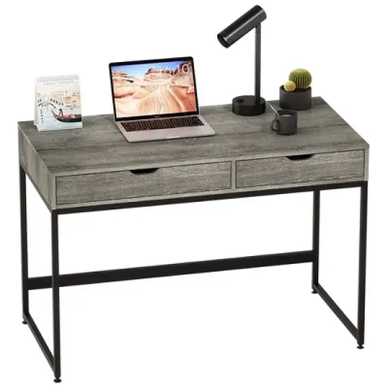 Bestier Office Writing Computer Workstation Desk w/ 2 Drawers image {6}
