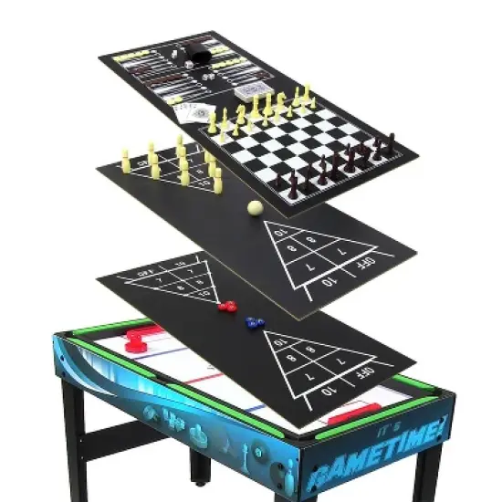Sunnydaze 10-in-1 Multi-Game Table with Billiards, Foosball, Hockey, Ping Pong, Chess, Checkers, Backgammon, Shuffleboard, Bowling, and Cards - 49.5" image {4}