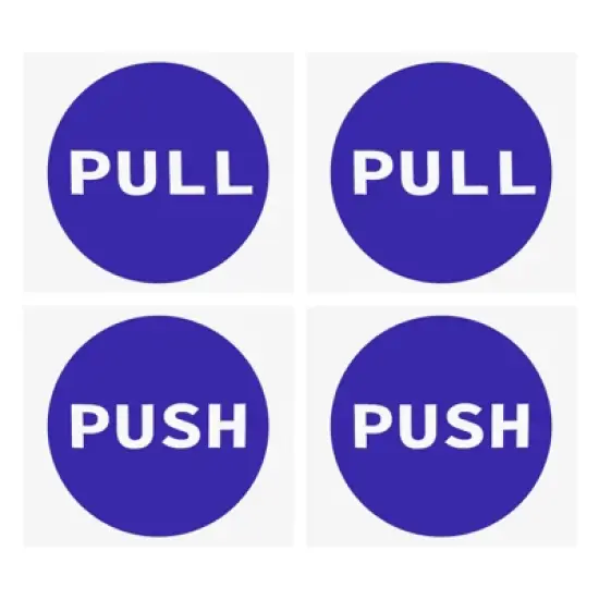 Unique Bargains PVC Self-Adhesive Waterproof Store Round Push Pull Door Sign 2 Set image {6}