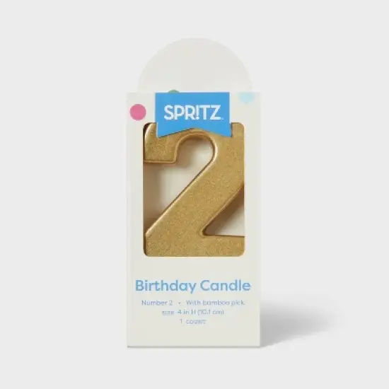 Number 2 Gold Candle - Spritz&trade; image {2}