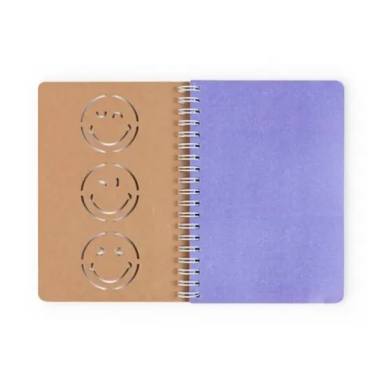 Yoobi SmileyWorld Journal 4.5"x6.5" Spiral with Marker Blue Kraft Smiley image {4}