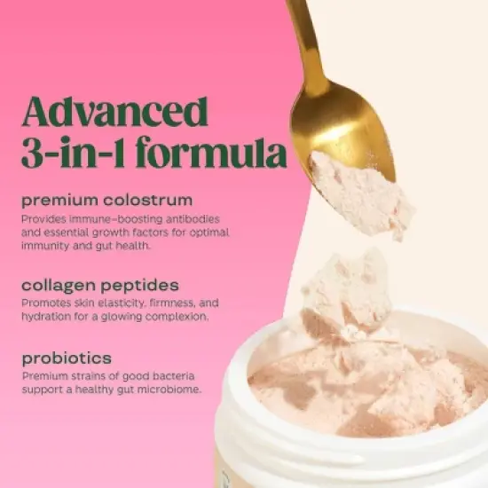 BLOOM NUTRITION Colostrum & Collagen Peptides Powder - Strawberries & Cream - 25 Servings image {4}