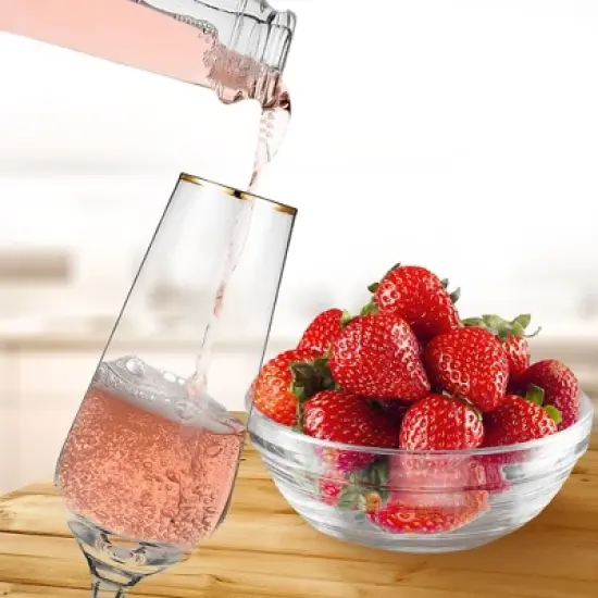 Berkware Tall Champagne Flutes with Gold Tone Rim - 8.1oz image {4}