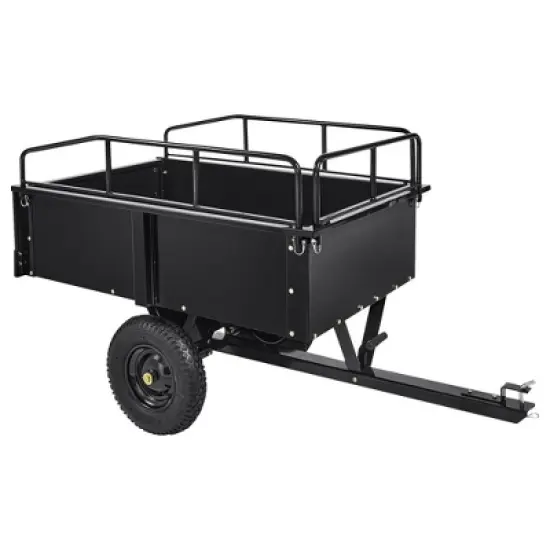 750 lbs Heavy-Duty Steel Dump Cart - 15 Cubic Feet Garden Utility Trailer with Removable Sides, Hand-Pull or Foot Pedal Dumping for ATV UTV image {8}
