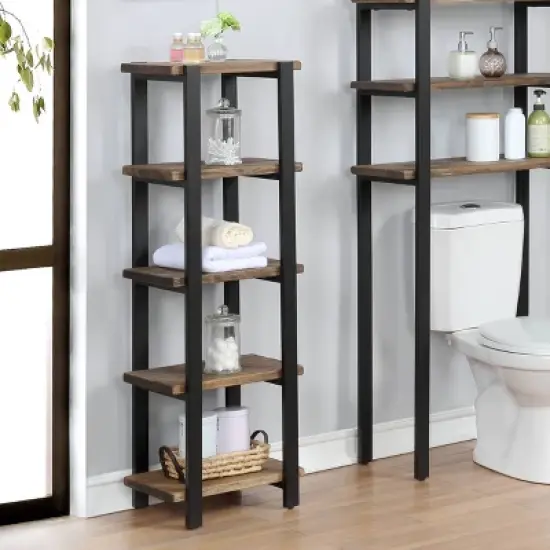 Pomona 4-Shelf Bath Storage Brown - Alaterre Furniture image {3}