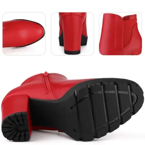 Perphy Women's Platform Chunky High Heels Chelsea Boots image {2}