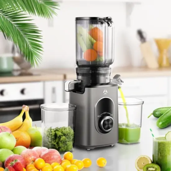 Masticating Juicer, 4.35 inch Cold Press Juicer, 8-stage Spiral 50RPM Slow Masticating for Whole Fruits &Vegetables, BPA Free, Reverse Function image {7}