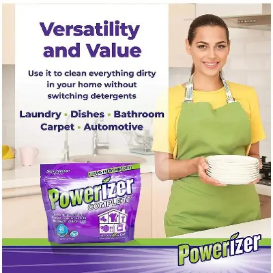 Powerizer Complete Multipurpose Laundry, Dishwasher Detergent & All-Purpose Household Cleaner - All Natural & Cruelty-Free image {6}