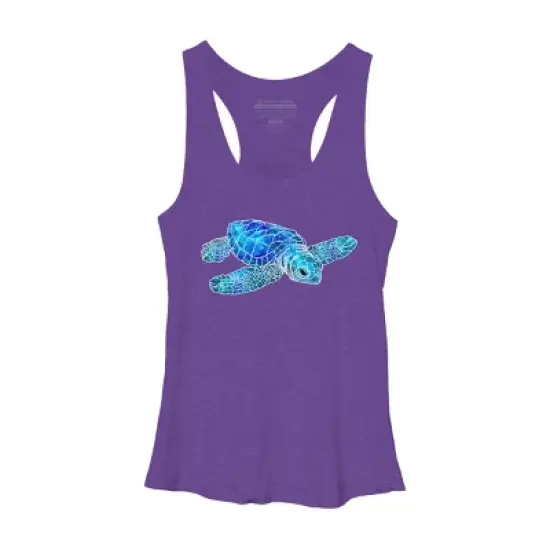 Women's Design By Humans Blue And Green Watercolor Sea Turtle By Maryedenoa Racerback Tank Top image {8}