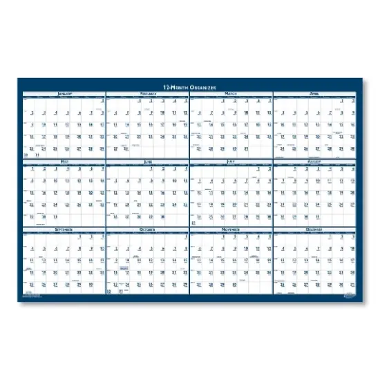 Recycled Yearly Reversible Wall Calendar Non-Laminated, 24 x 37, White/Blue Sheets, 12-Month (Jan to Dec): 2026 image {2}