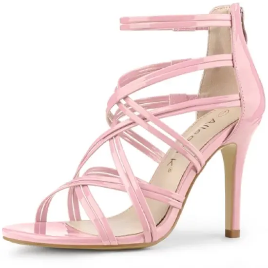Allegra K Women's Open Toe Strappy Stiletto Heel Lace Up Sandals image {13}