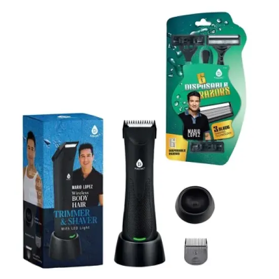 Pursonic - Mario Lopez Wireless Body Hair Trimmer & Shaver and Mario Lopez Disposable Razors - 3 Blade Shaving Surface Technology image {3}