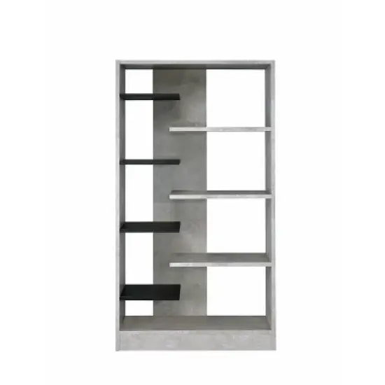 77" Magna Bookcase Faux Concrete/Black - Acme Furniture image {1}
