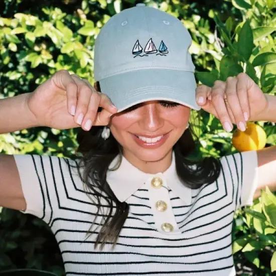 Sail Boats Hat - Frasier Sterling Mint: Adjustable Cotton Baseball Cap, One Size image {2}