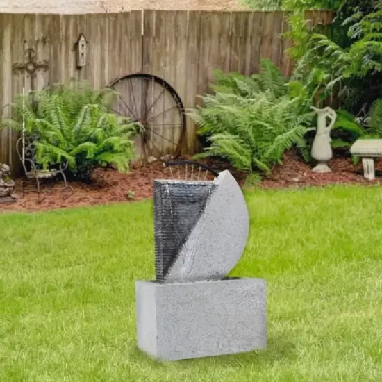 Northlight 20" Gray Modern Style Rainfall Outdoor Water Fountain image {1}