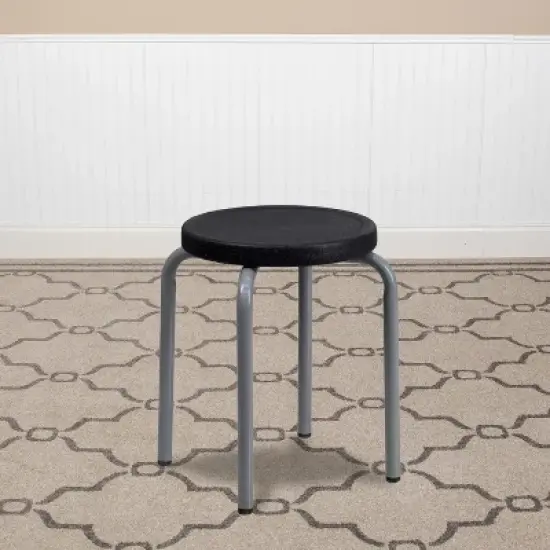 Emma and Oliver Stackable Stool with Silver Powder Coated Frame image {1}