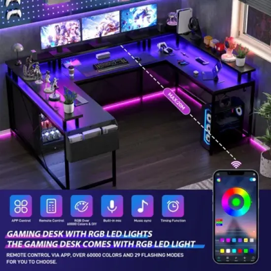 78" U-Shaped Gaming Desk - Reversible L-Shaped Computer Desk with Power Outlets image {3}