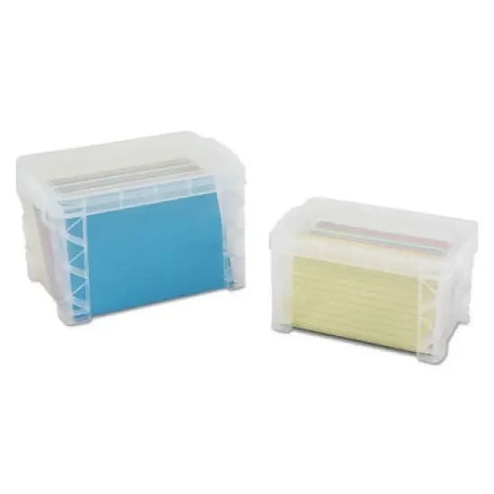 Advantus Super Stacker Storage Boxes, Holds 500 4 x 6 Cards, 7.25 x 5 x 4.75, Plastic, Clear image {1}