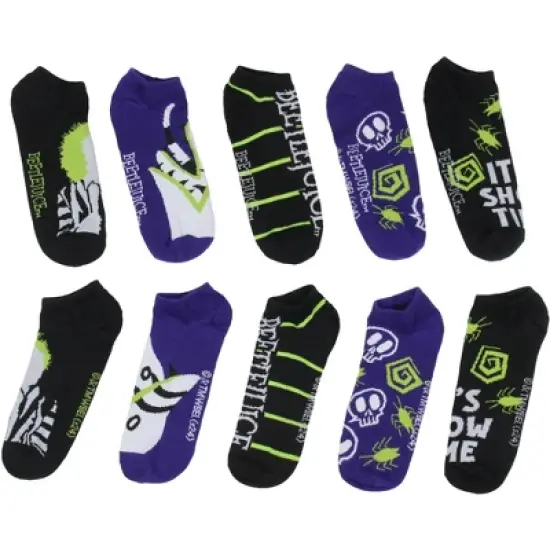 Beetlejuice It's Show Time 5 Pack No-Show Ankle Socks image {1}