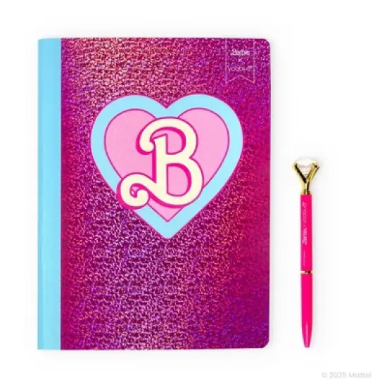 Yoobi Composition Book 7.5"x9.75" Wide Ruled with Pen Barbie Logo, School Supplies image {6}