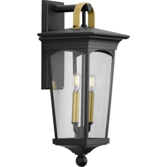 Progress Lighting Chatsworth 2-Light Outdoor Wall Lantern in Black with Clear Glass Panels image {4}