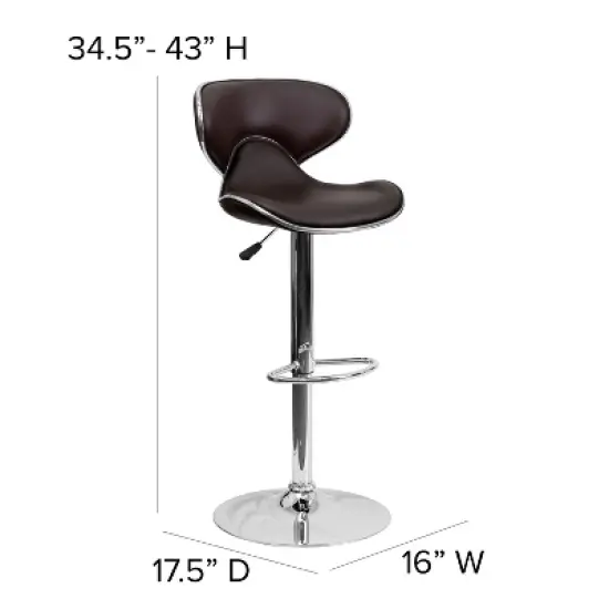 Emma and Oliver Contemporary Cozy Mid-Back Vinyl Adjustable Height Barstool image {3}