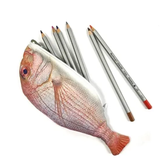 Wrapables Novelty Fish Style Pencil Case, Red image {2}