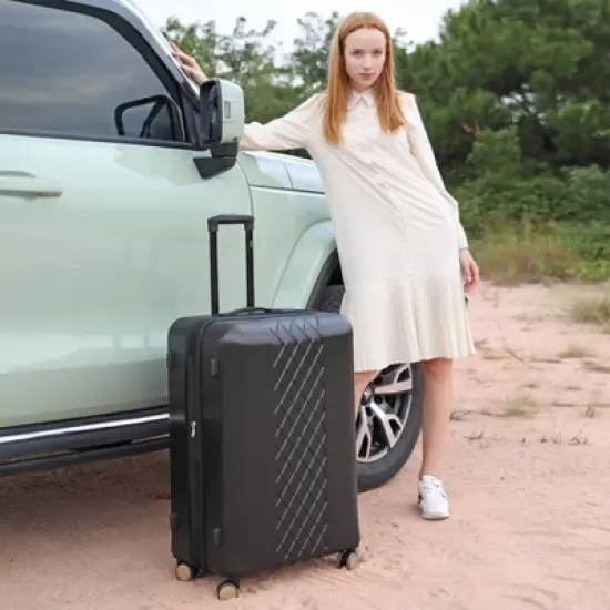 Badgley Mischka Diamond Expandable Hardside Checked 3pc Luggage Set image {8}