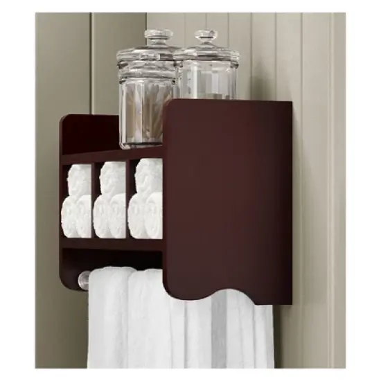 Bath Storage Shelf with Towel Rod 25" - Alaterre Furniture image {1}