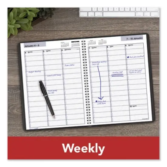 DayMinder Weekly Appointment Book, Vertical-Column Format, 11 x 8, Black Cover, 12-Month (Jan to Dec): 2026 image {5}