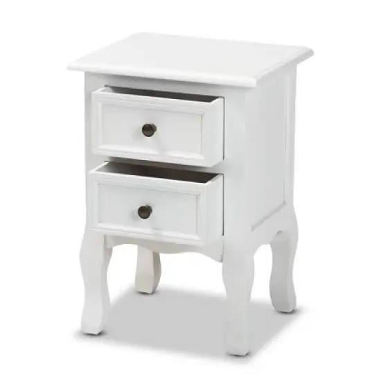 Caelan Wood 2 Drawer Nightstand White - Baxton Studio image {4}