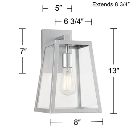 John Timberland Arrington Modern Outdoor Wall Light Fixture Silver Steel 13" Clear Glass for Post Exterior Barn Deck House Porch Yard Posts Patio Home image {7}