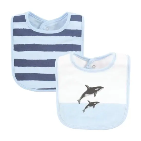 Hudson Baby Infant Boy Cotton Bibs, Boy Whale Shark, One Size image {5}