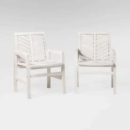 2pk Slatted Chevron Acacia Wood Patio Chairs - Saracina Home image {26}