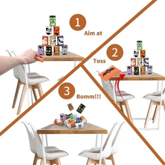 Joyfy Halloween Party Favors 13 Pcs Halloween Carnival Can Bean Bag Toss Game Set Outdoor Lawn Yard Holiday Birthday Kids Adults Family Party Games image {4}