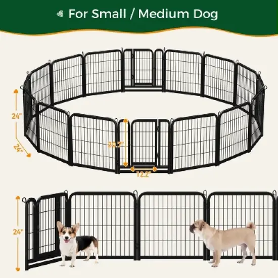 Yaheetech 16 Panels Dog Playpen Metal Pet Playpen, Black image {3}