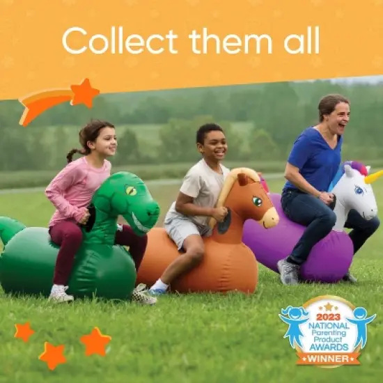 HearthSong Set of 2 Inflatable Ride-On Dinosaurs Hippity Hop Toy for Kids' Active Play image {6}