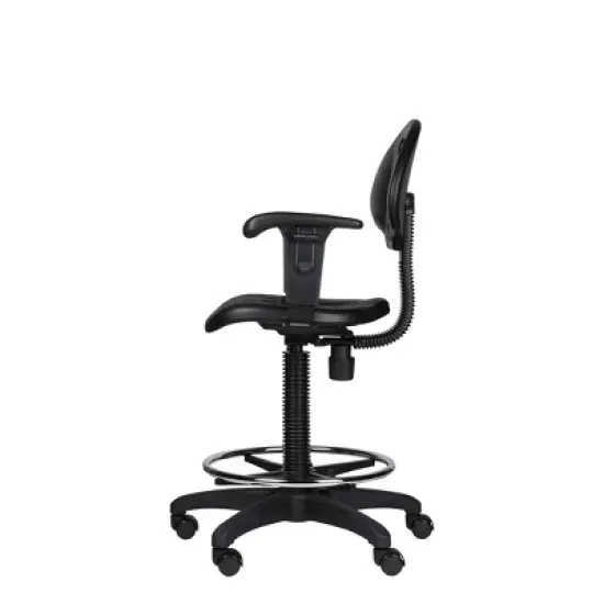 22"-32" Adjustable Height Polyurethane Task Office Chair with Arms Black- Hampden Furnishings image {15}